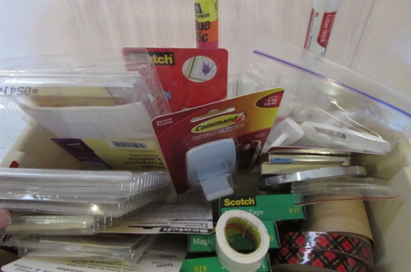 GLUE GUN, TAPE AND COMAND STICKER LOT