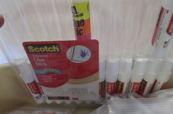 GLUE GUN, TAPE AND COMAND STICKER LOT