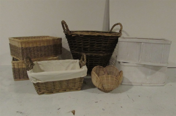 WOODEN AND WOVEN BASKET LOT