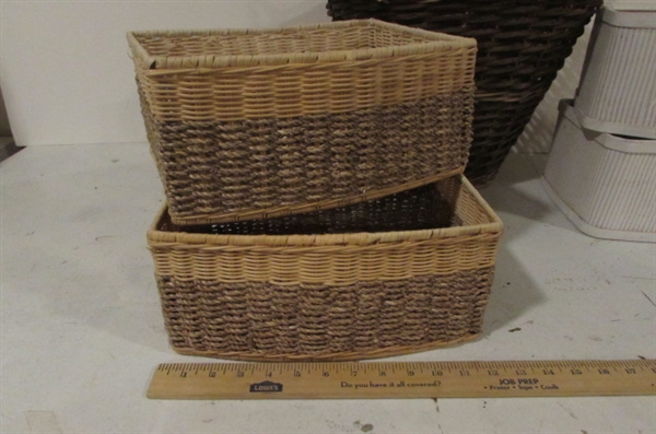 WOODEN AND WOVEN BASKET LOT