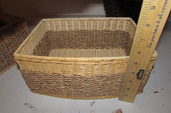 WOODEN AND WOVEN BASKET LOT