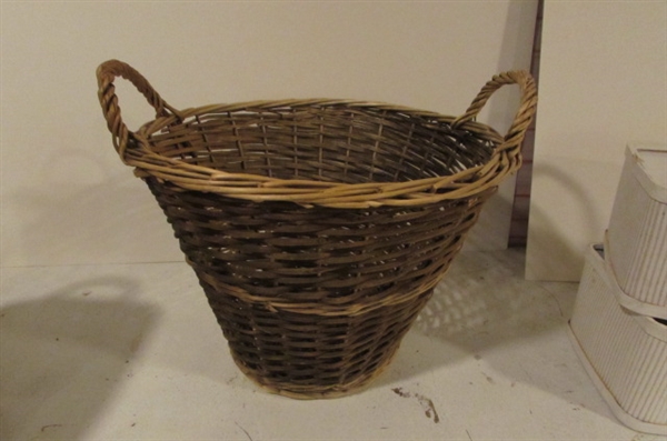 WOODEN AND WOVEN BASKET LOT