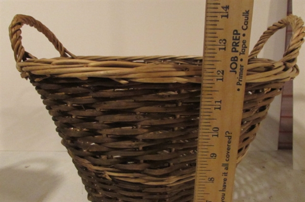 WOODEN AND WOVEN BASKET LOT