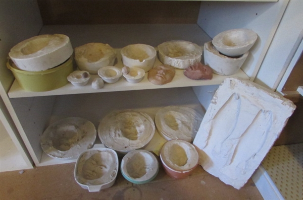 PLASTER FACE MOLDS IN SEVERAL SIZES & FISH MOLD