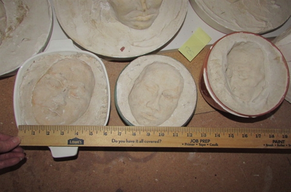 PLASTER FACE MOLDS IN SEVERAL SIZES & FISH MOLD