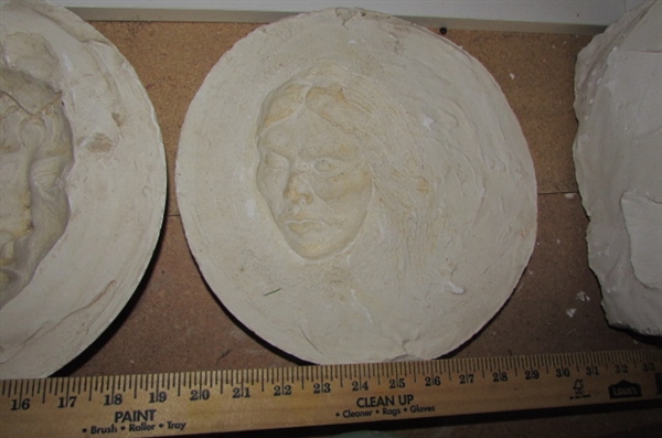 PLASTER FACE MOLDS IN SEVERAL SIZES & FISH MOLD