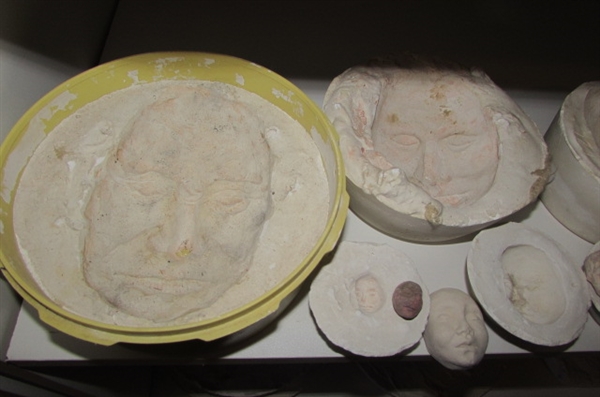 PLASTER FACE MOLDS IN SEVERAL SIZES & FISH MOLD