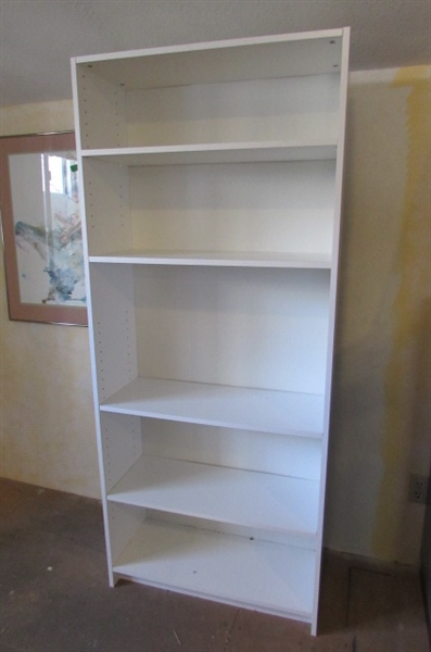 TALL WHITE BOOK SHELF