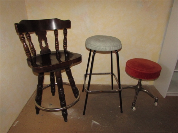 3 VINTAGE STOOLS