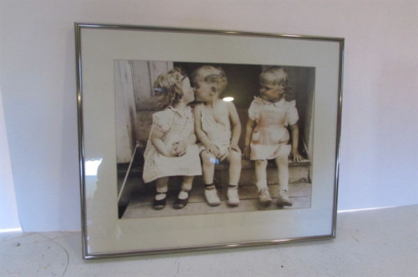 THREE CHILDREN WITH KISSING CURIOSITY