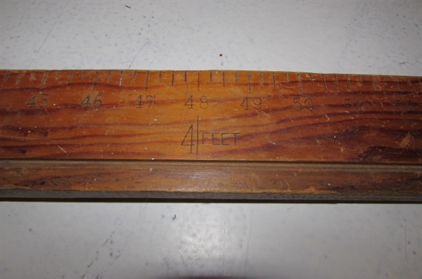 WOODEN CRAFT/DRAWING BOARD, VINTAGE YARDSTICK, AND RULER