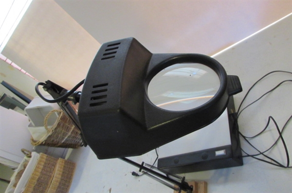 BENCH LIGHT, MAGNIFIER AND A SLIDE LIGHT BOX