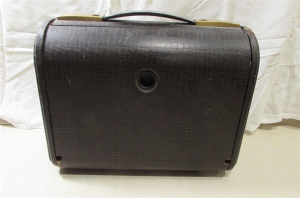 ANTIQUE ZENITH PORTABLE RADIO & VINTAGE MICROPHONE