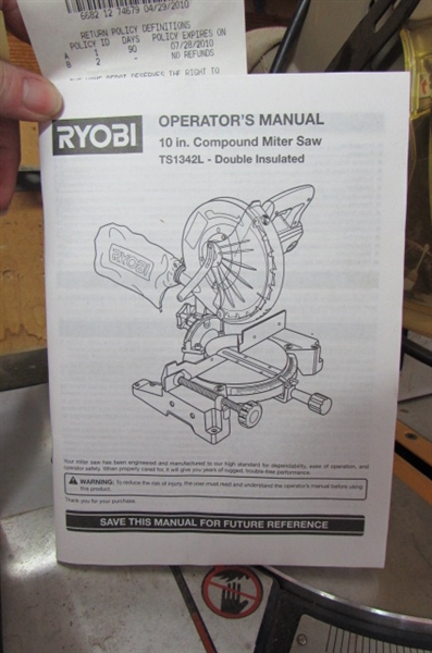 10 RYOBI COMPOUND MITER SAW