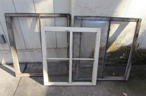 3 WOOD FRAMED WINDOWS