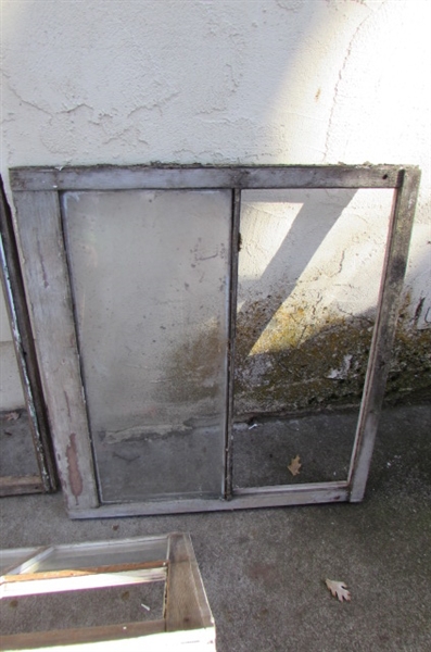 3 WOOD FRAMED WINDOWS