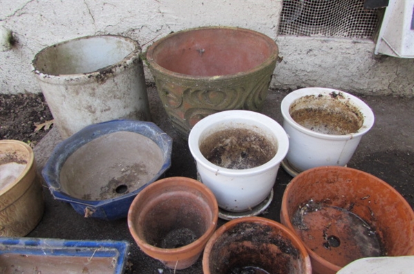 ASSORTED PLANTERS & MUSHROOMS