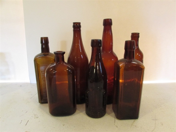 ANTIQUE/VINTAGE BROWN BOTTLE LOT