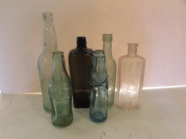 VARIETY OF VINTAGE SODA BOTTLES AND MORE