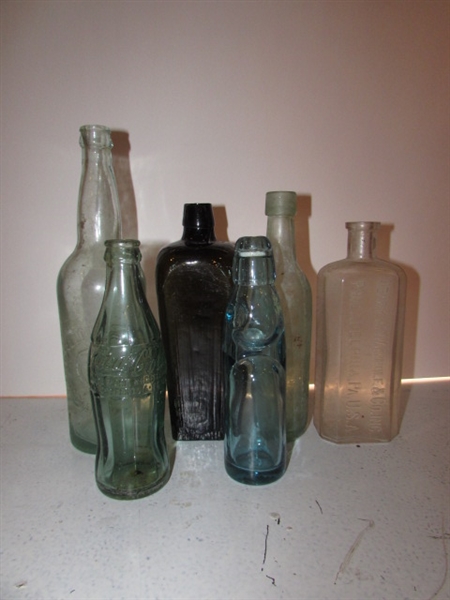 VARIETY OF VINTAGE SODA BOTTLES AND MORE