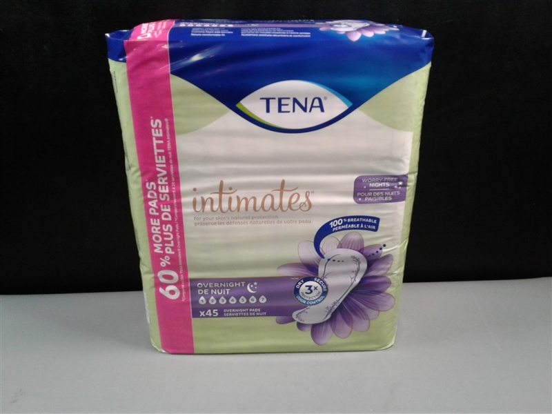 TENA Incontinence Pads for Women, Overnight, 45 Count