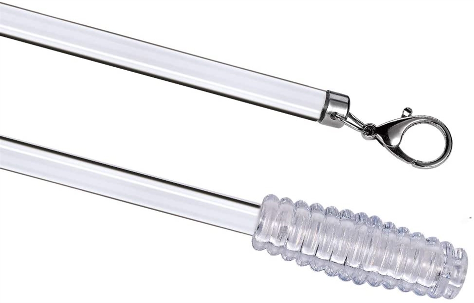 2 Pack - 30 inches Clear Acrylic Universal Drapery Pull Rod Wand with Metal Snap
