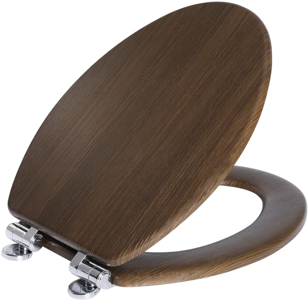 Angel Shield Elongated Wood Toilet Seat