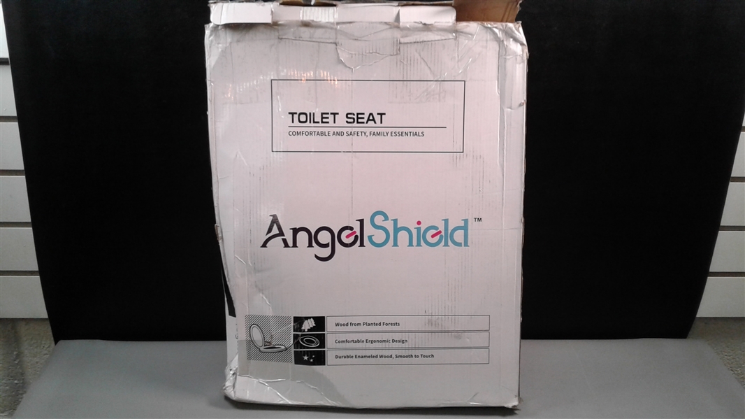 Angel Shield Elongated Wood Toilet Seat
