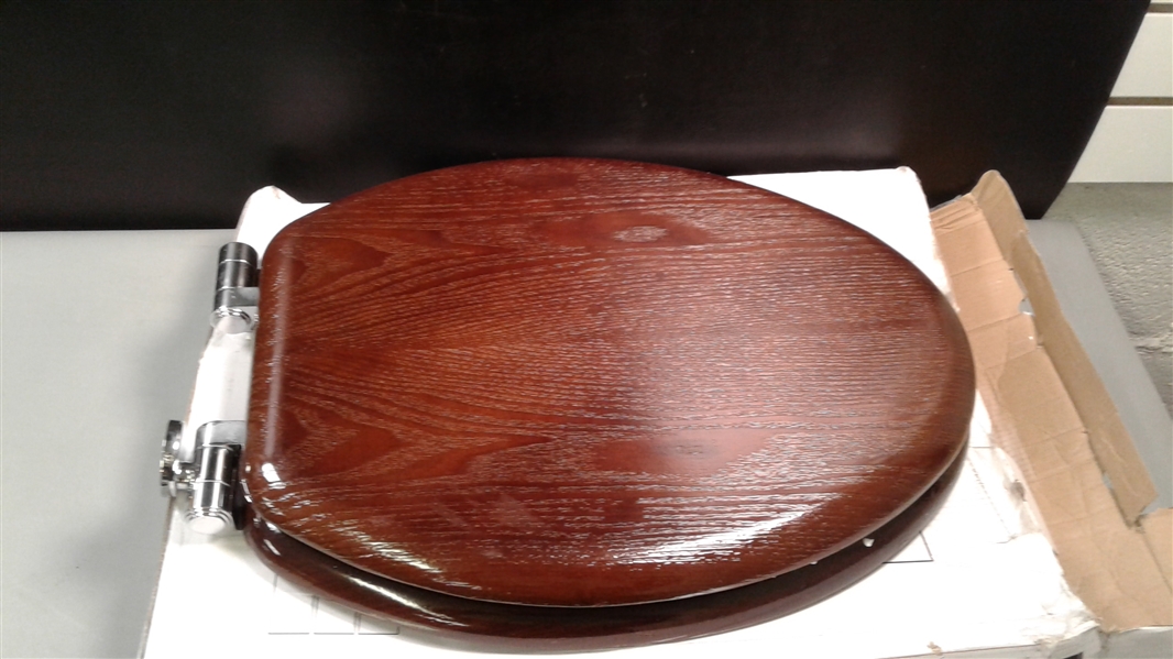 Angel Shield Elongated Wood Toilet Seat