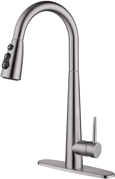 AMAZING FORCE Brushed Nickel Kitchen Faucet with Pull Down Sprayer