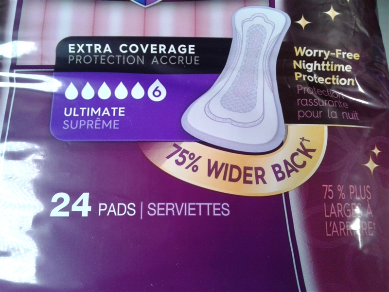  Poise Overnight Incontinence Pads for Women, Ultimate Absorbency, Purple 48 Count