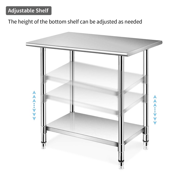   24x24 Inch Stainless Steel Kitchen Work Table with Adjustable Under Shelf