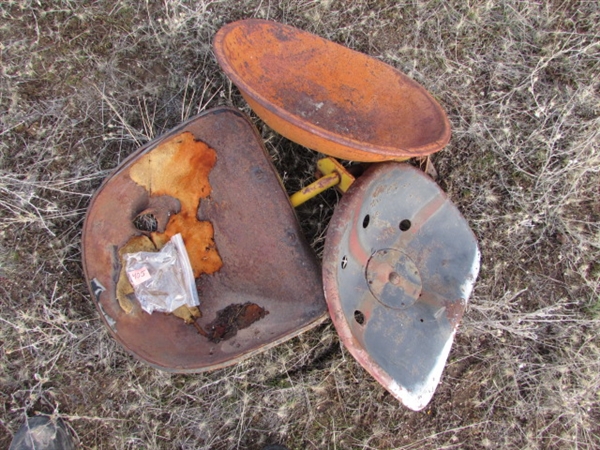 3 - VINTAGE STEEL TRACTOR SEATS