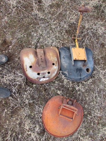 3 - VINTAGE STEEL TRACTOR SEATS