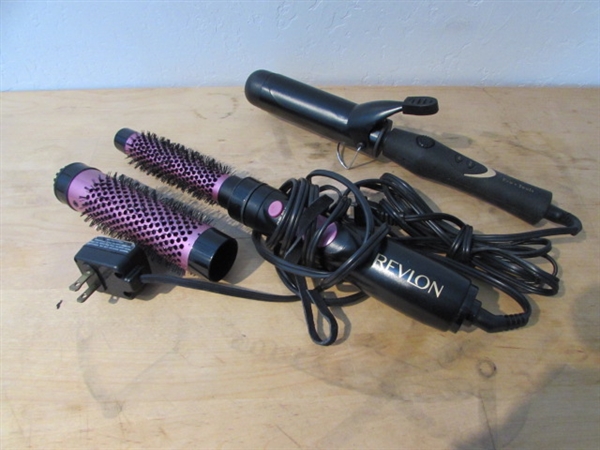 REVLON BRUSH HAIR CURLER & CURLING IRON