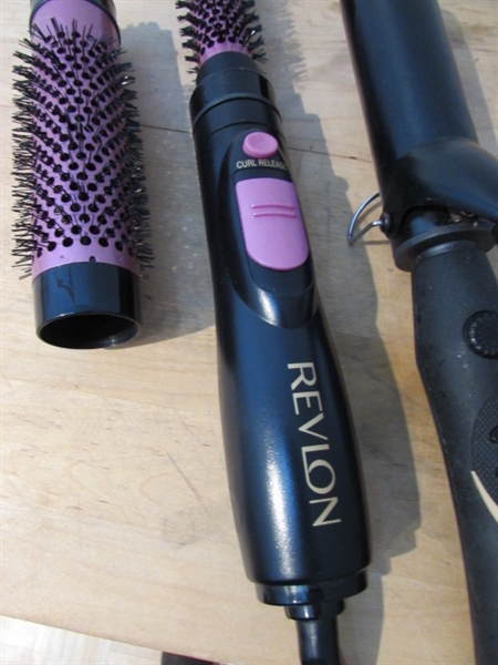 REVLON BRUSH HAIR CURLER & CURLING IRON