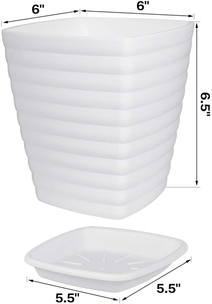 Plant Pots, 6 inch Plastic Planters with Drain Hole