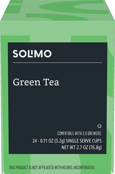  Amazon Brand - 24 Ct. Solimo Tea Pods, Green Tea, Compatible with 2.0 K-Cup Brewers