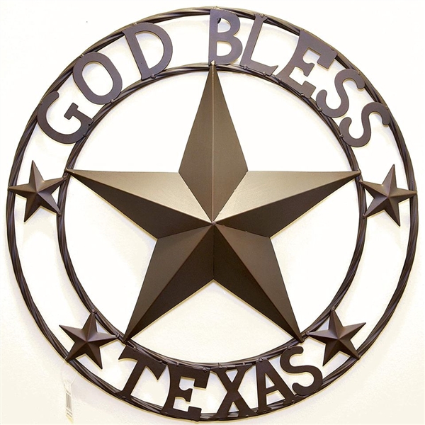 BestGiftEver Metal 24 Circled Star with God Bless Texas Wall Hanging Decoration