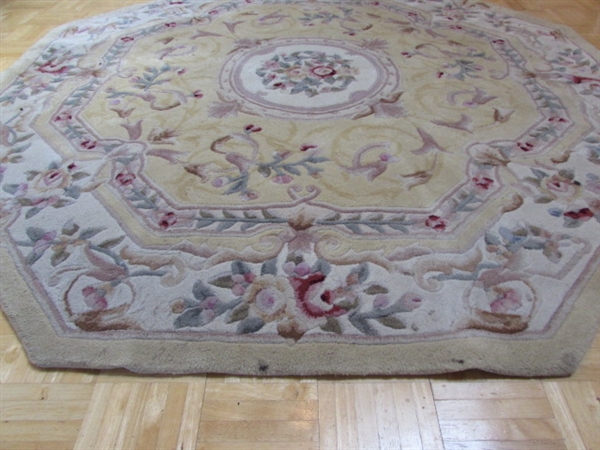 ROYAL PALACE HANDMADE 6' OCTAGON WOOL AREA RUG