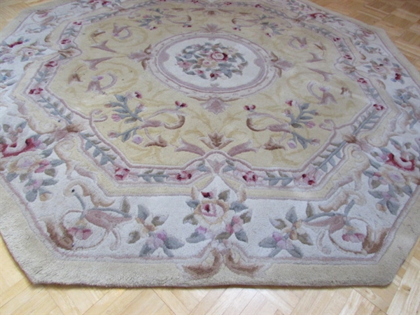 ROYAL PALACE HANDMADE 6' OCTAGON WOOL AREA RUG