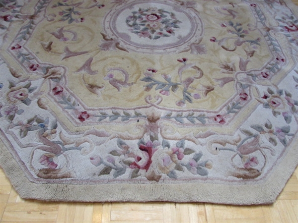 ROYAL PALACE HANDMADE 6' OCTAGON WOOL AREA RUG