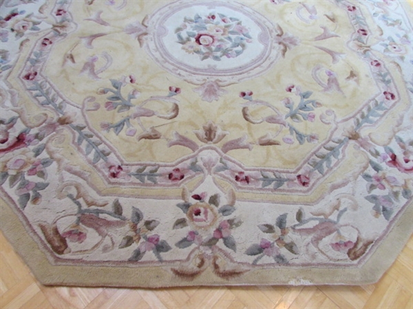 ROYAL PALACE HANDMADE 6' OCTAGON WOOL AREA RUG