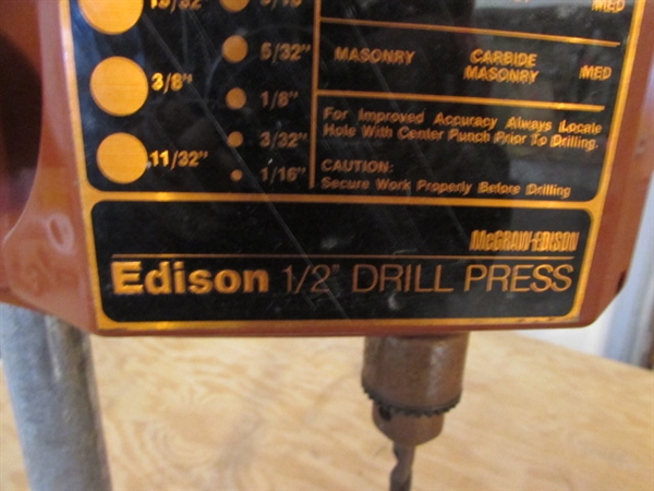EDISON 1/2 BENCH TOP DRILL PRESS
