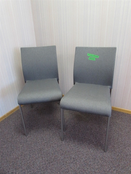 PAIR OF GRAY FABRIC COVERED CHAIRS