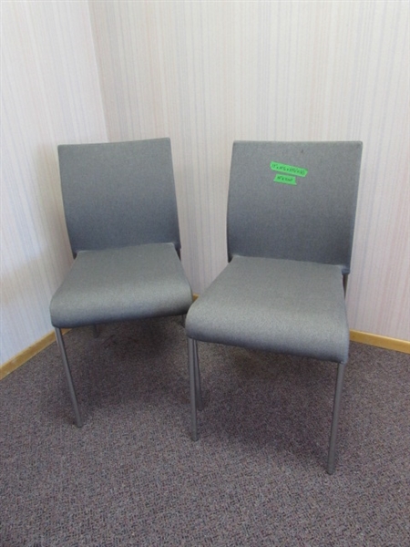 PAIR OF GRAY FABRIC COVERED CHAIRS