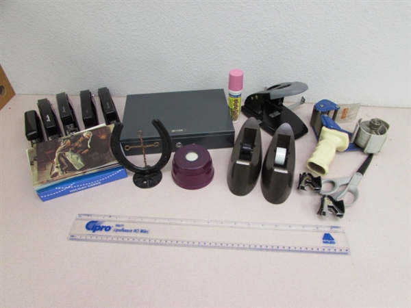 OFFICE SUPPLIES - CASH BOX, STAPLERS, TAPE DISPENSERS & MORE
