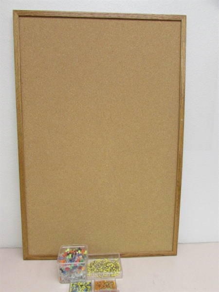 REVERSIBLE BULLETIN BOARD/WHITE BOARD WITH MAP AND PUSH PINS