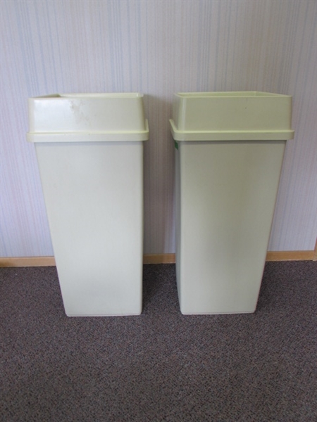 2 23-GALLON TRASH RECEPTACLES WITH SWING TOP LIDS