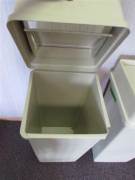 2 23-GALLON TRASH RECEPTACLES WITH SWING TOP LIDS